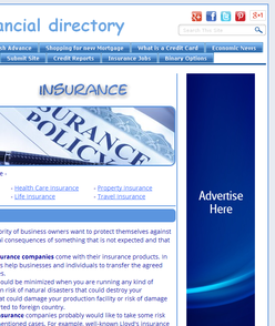 Top right-sided blue vertical banner on sub-page